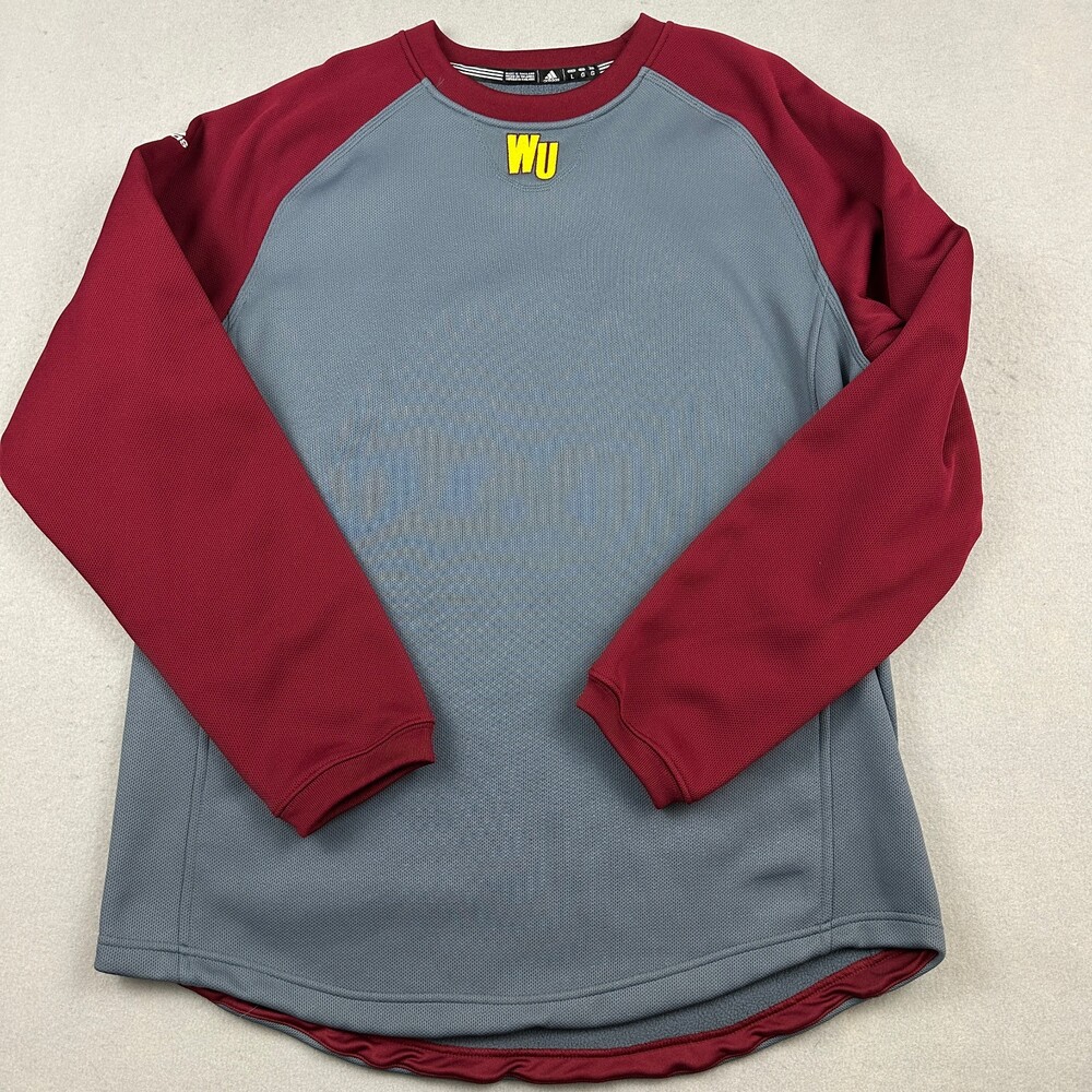 Winthrop Eagles Sweater Men Large Gray Burgundy Adidas ClimaWarm Crewneck NCAA L